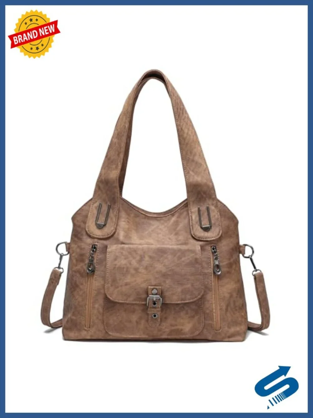 Vintage Crossbody Bag Women Large Washed Shoulder Slouchy Y2K Studded Tote Faux